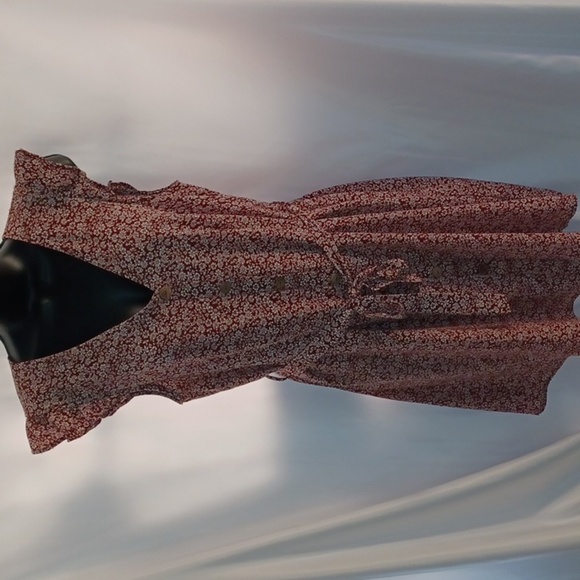 Monteau Button front frilly cap sleeve fitted dress, back elastic waist - Picture 1 of 10